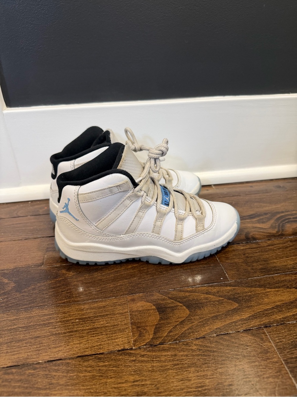 Jordan Kids' White and Light Blue High-Top Sneakers